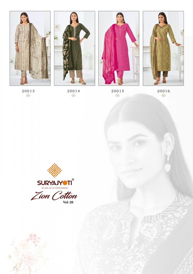 zion cotton vol 20 by suryajyoti cotton readymade big size suit for womens 