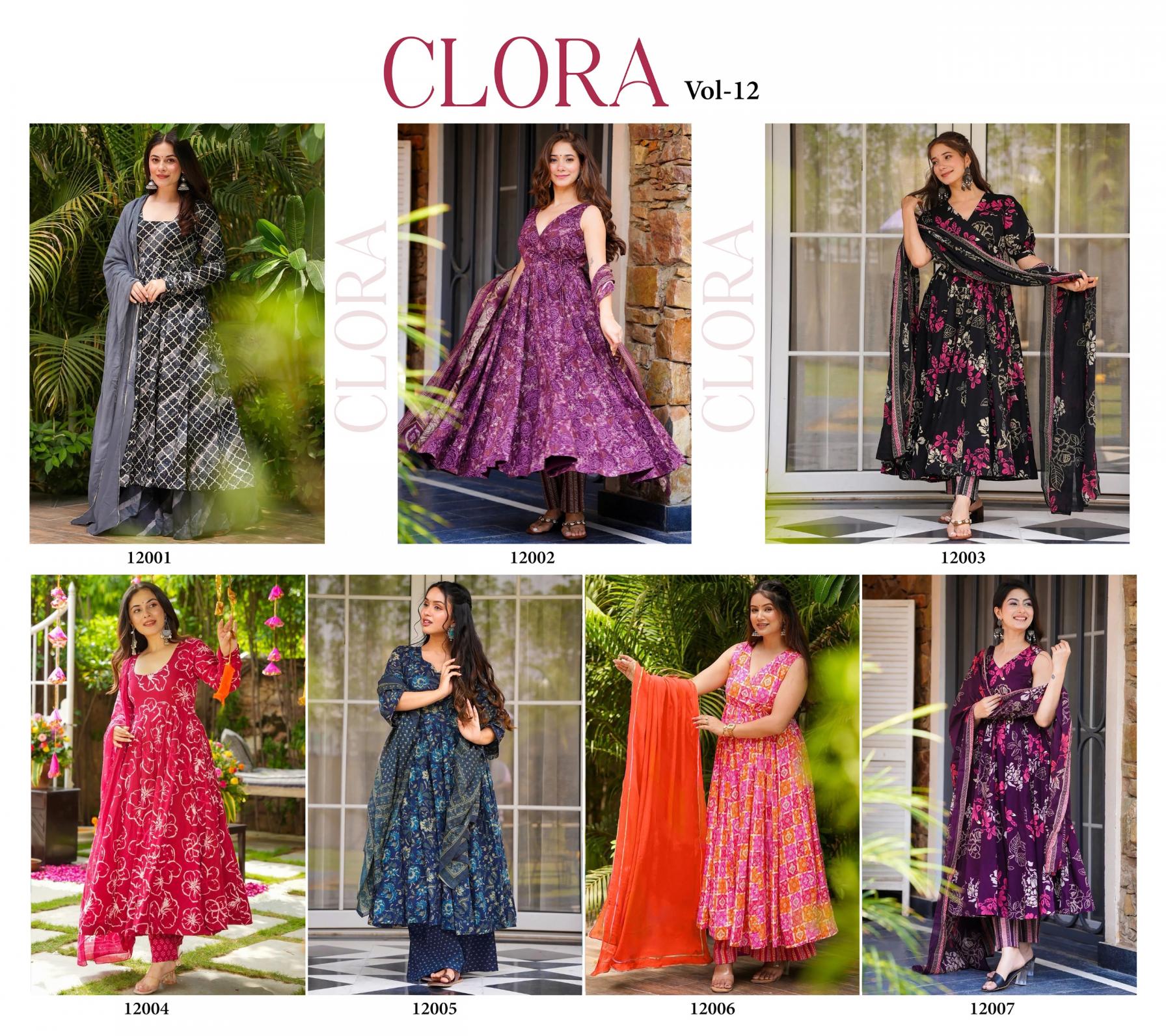 clora vol 12 readymade muslin beautiful printed plus size gown style dress