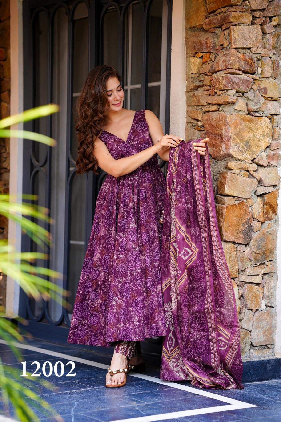 clora vol 12 readymade muslin beautiful printed plus size gown style dress