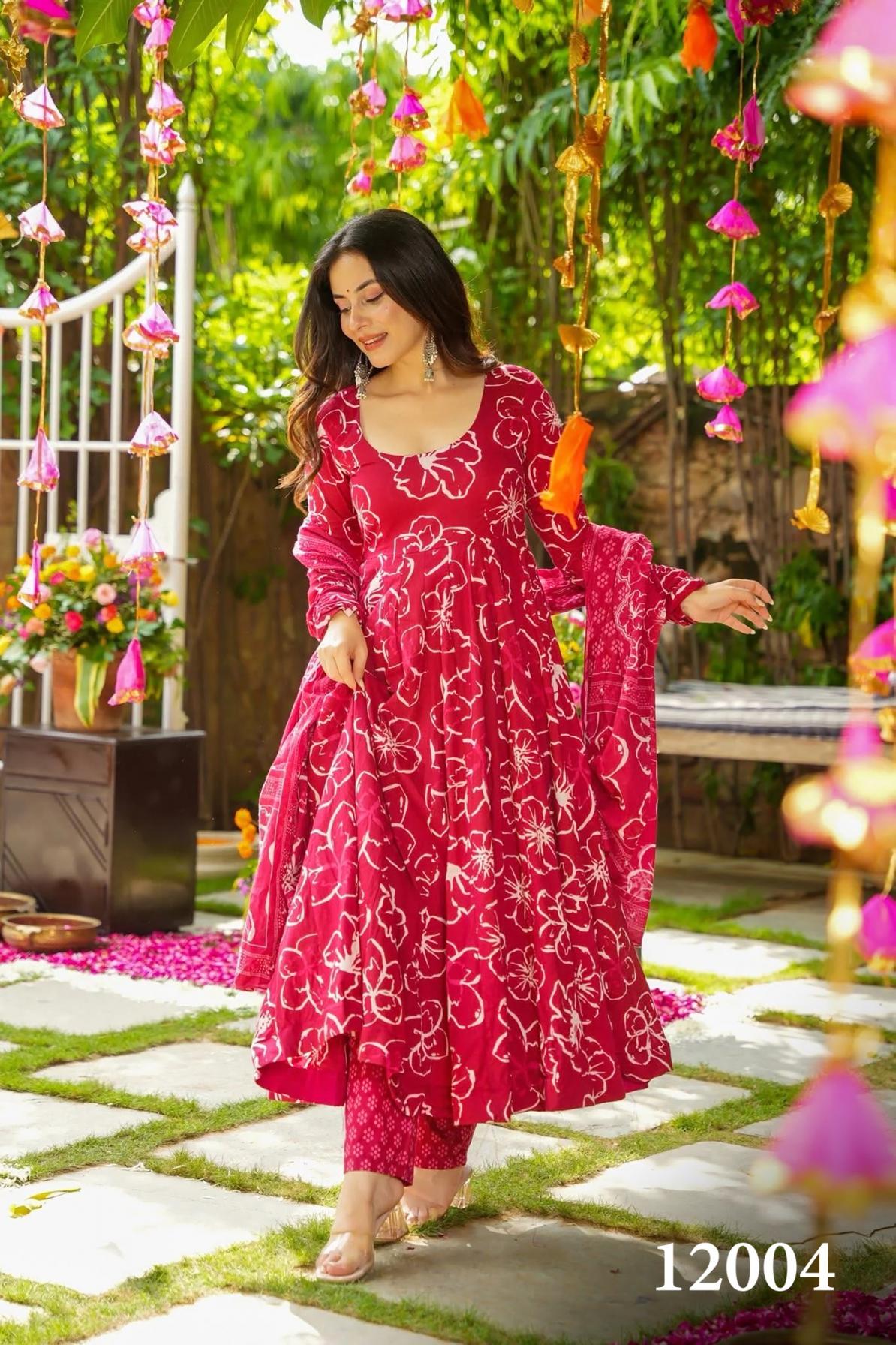 clora vol 12 readymade muslin beautiful printed plus size gown style dress