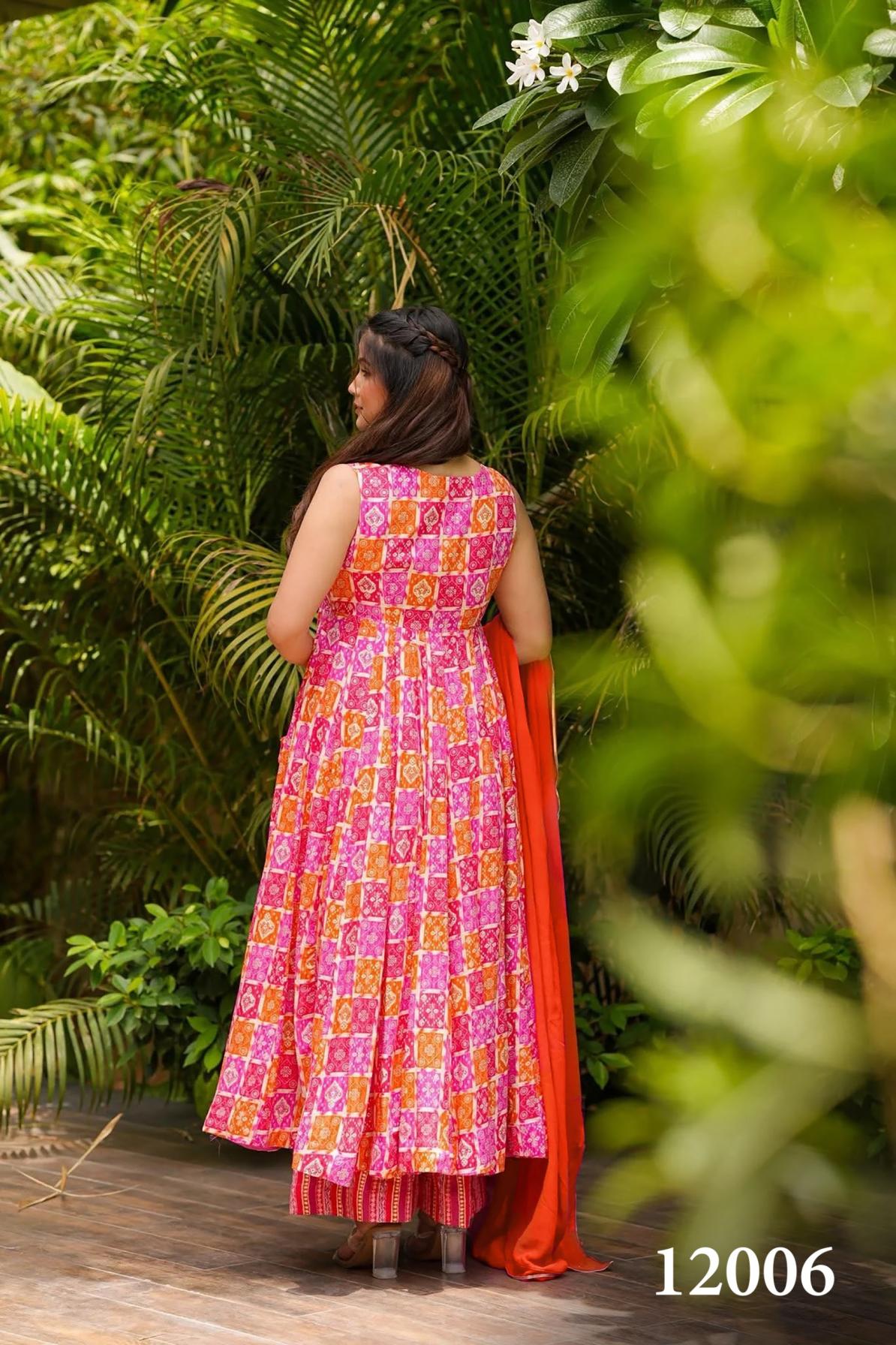 clora vol 12 readymade muslin beautiful printed plus size gown style dress