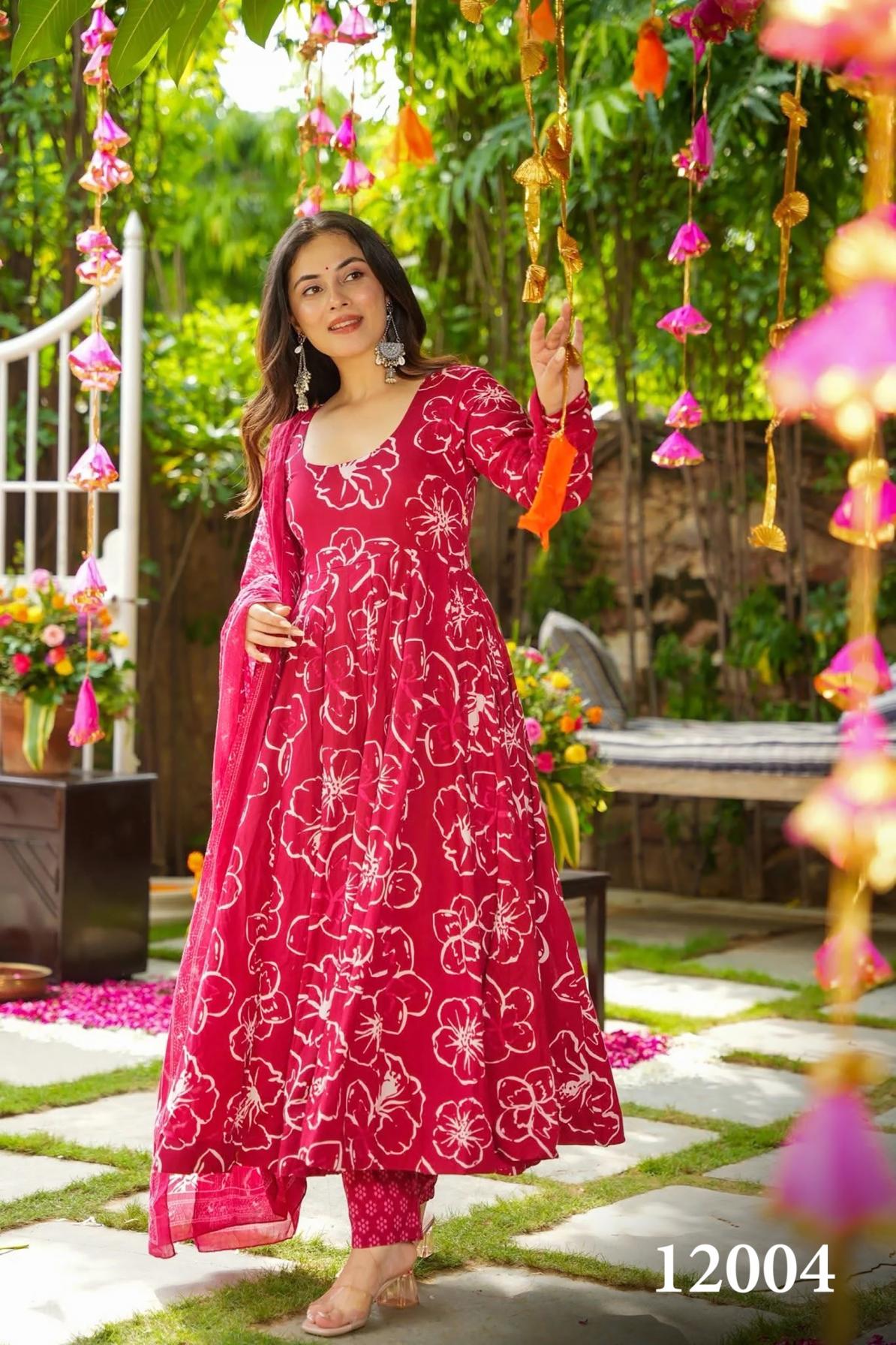 clora vol 12 readymade muslin beautiful printed plus size gown style dress