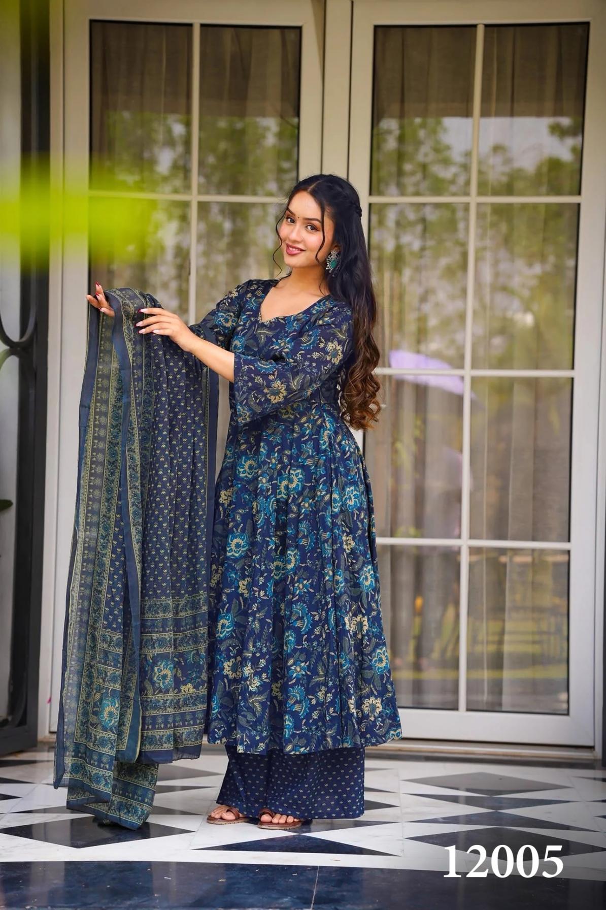 clora vol 12 readymade muslin beautiful printed plus size gown style dress