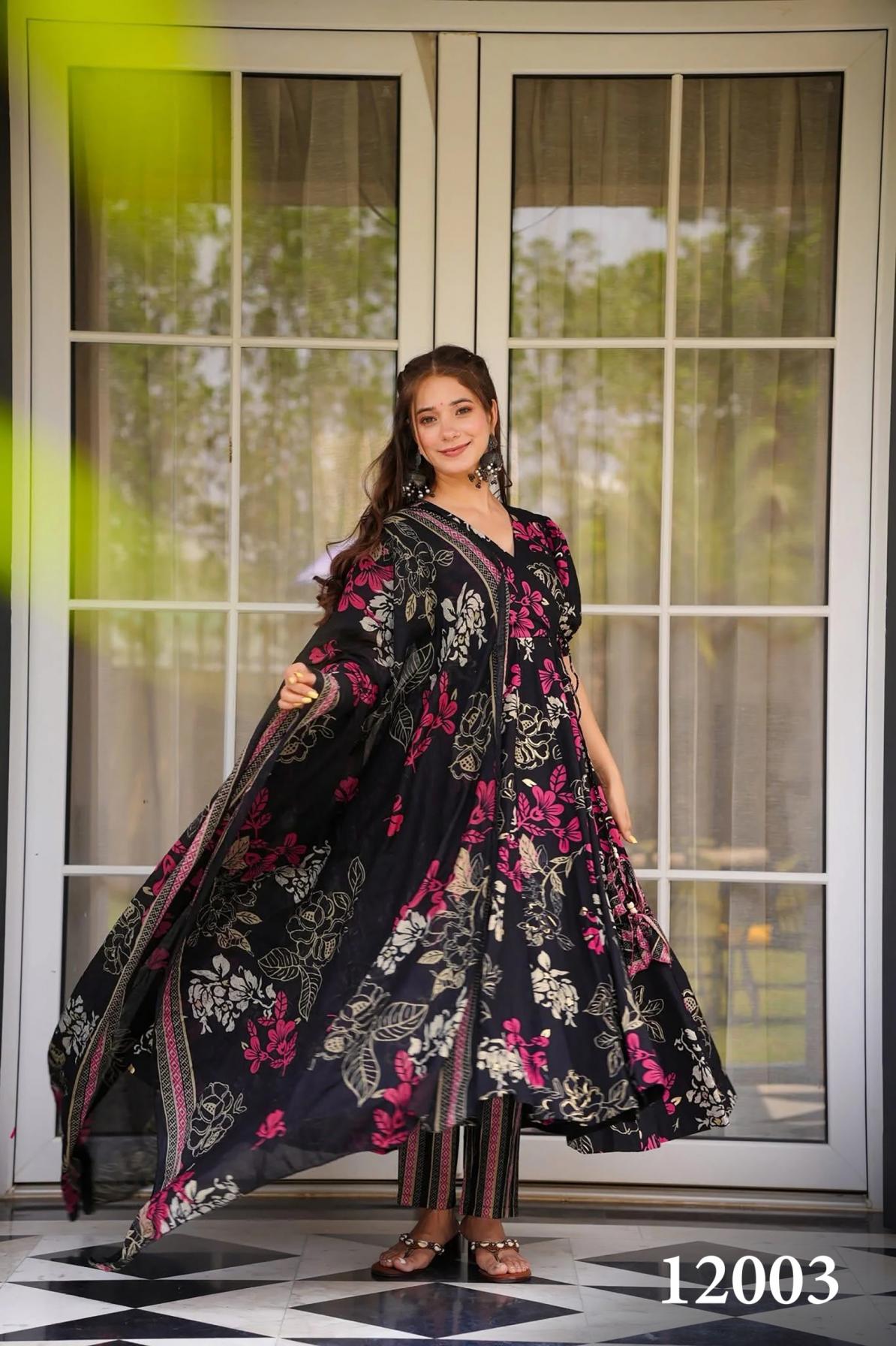 clora vol 12 readymade muslin beautiful printed plus size gown style dress