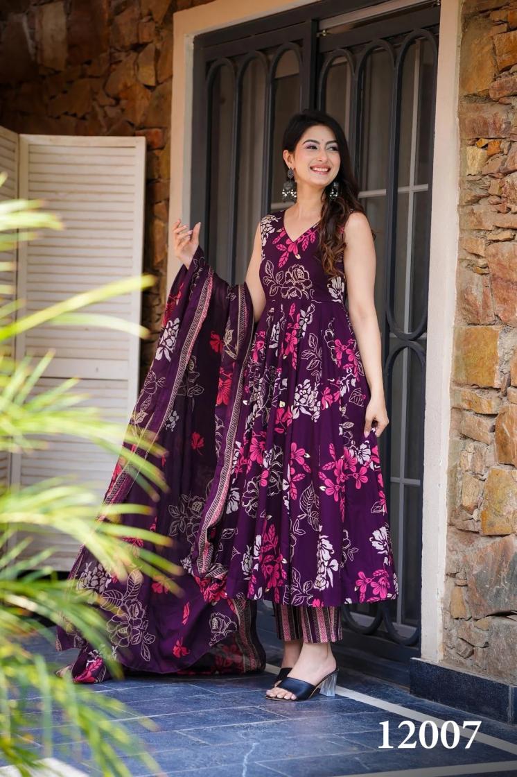 clora vol 12 readymade muslin beautiful printed plus size gown style dress