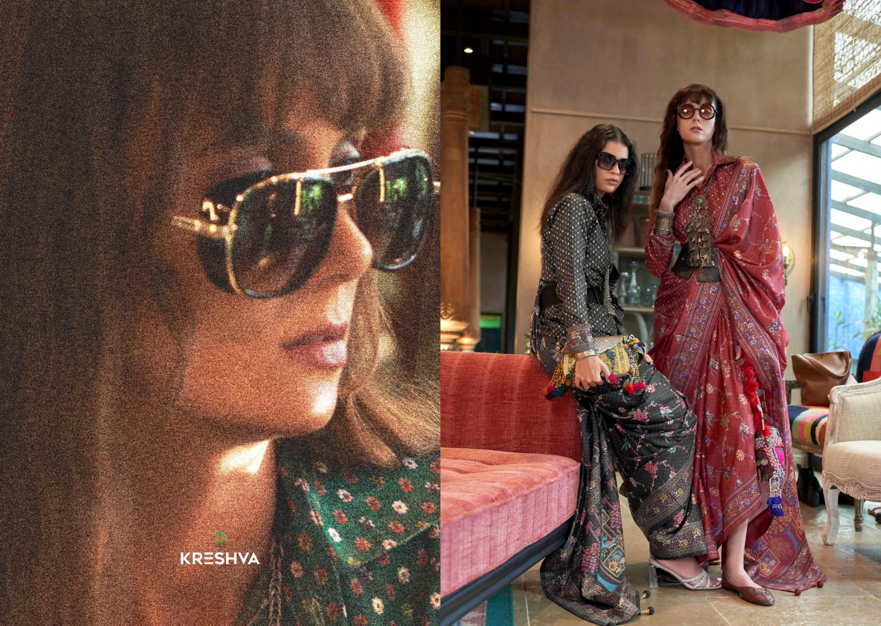 kreshva sensation silk 4197-4202 shop trendy sarees online at affordable prices