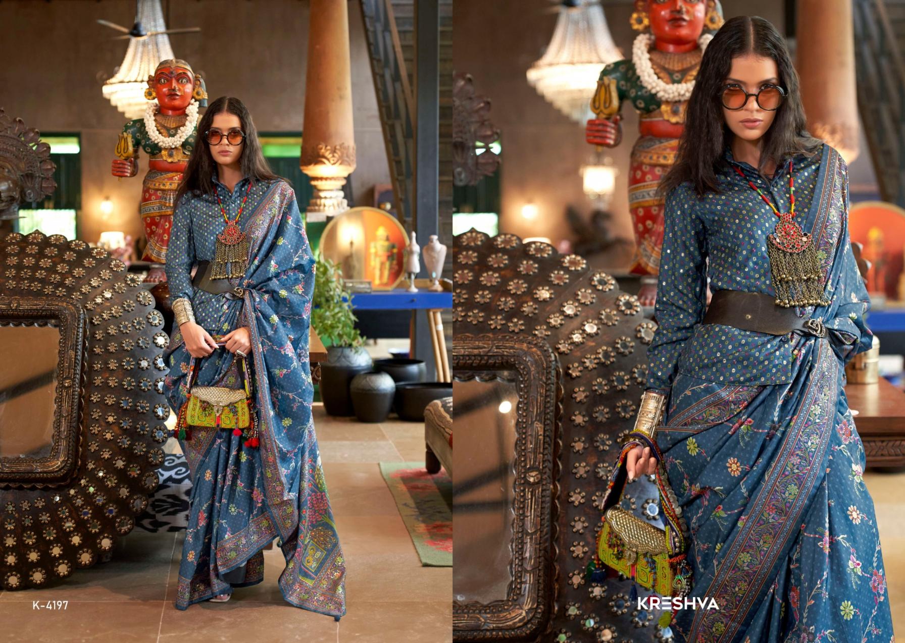 kreshva sensation silk 4197-4202 shop trendy sarees online at affordable prices