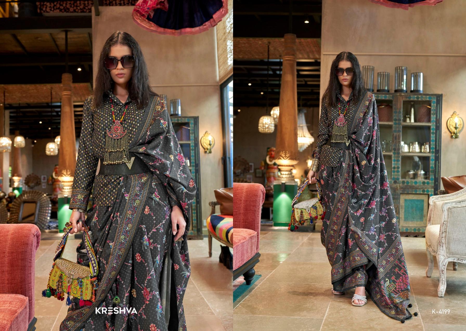 kreshva sensation silk 4197-4202 shop trendy sarees online at affordable prices