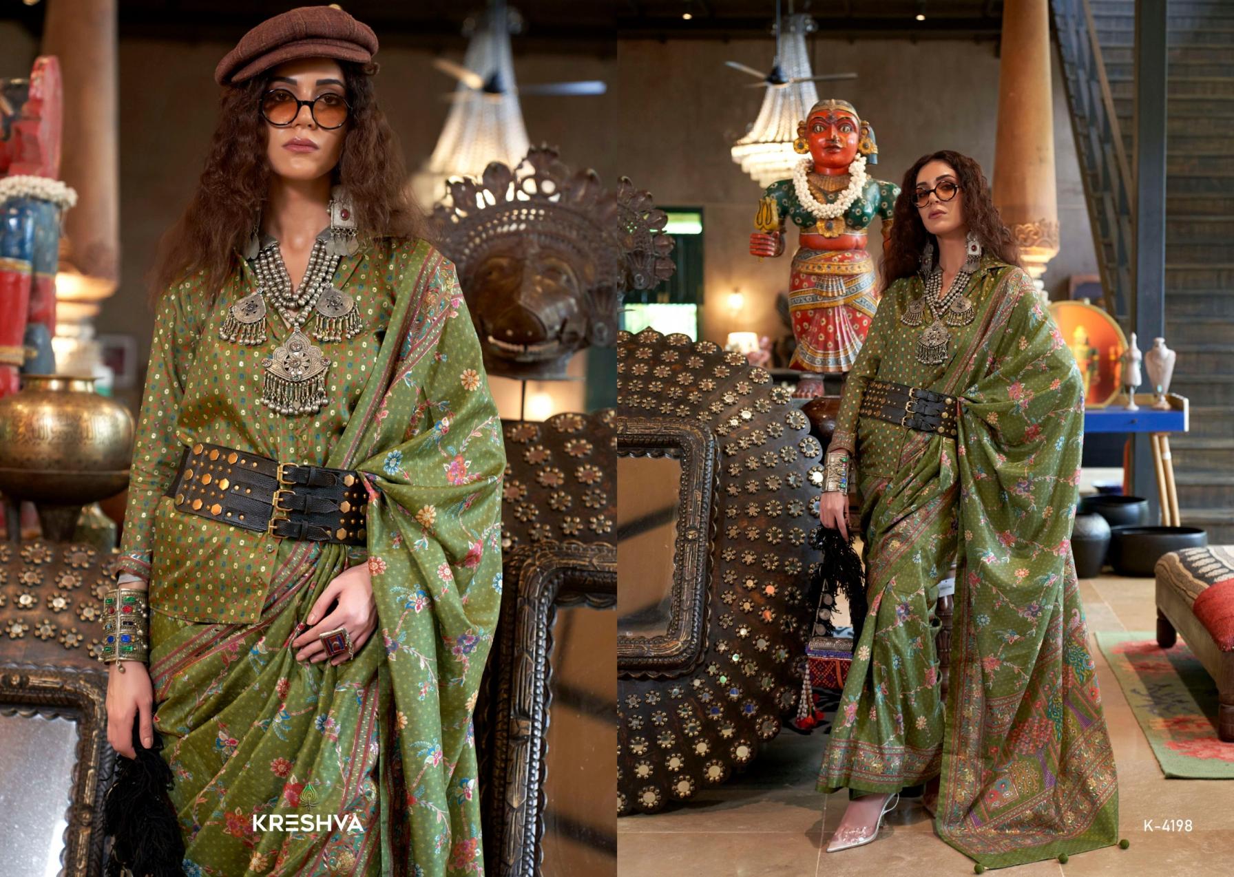 kreshva sensation silk 4197-4202 shop trendy sarees online at affordable prices