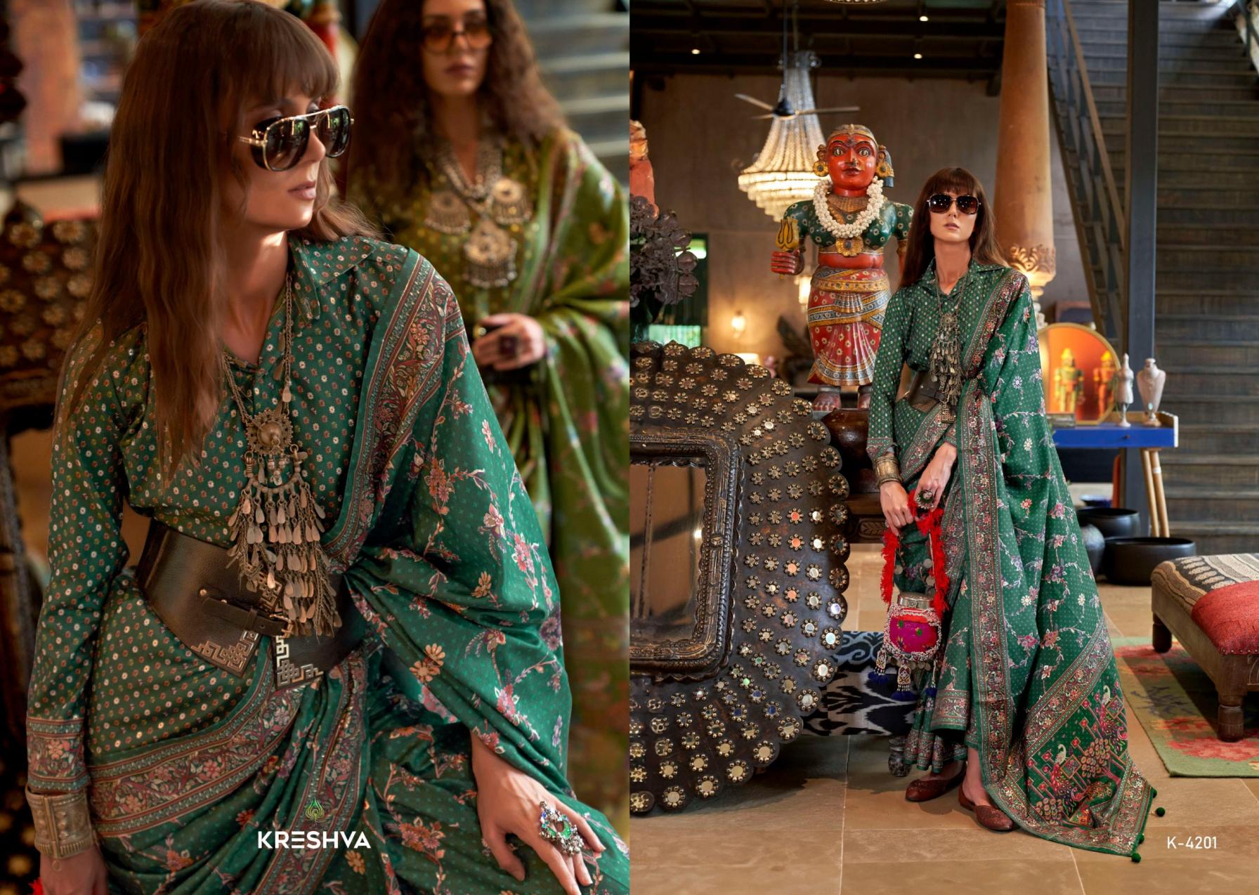 kreshva sensation silk 4197-4202 shop trendy sarees online at affordable prices