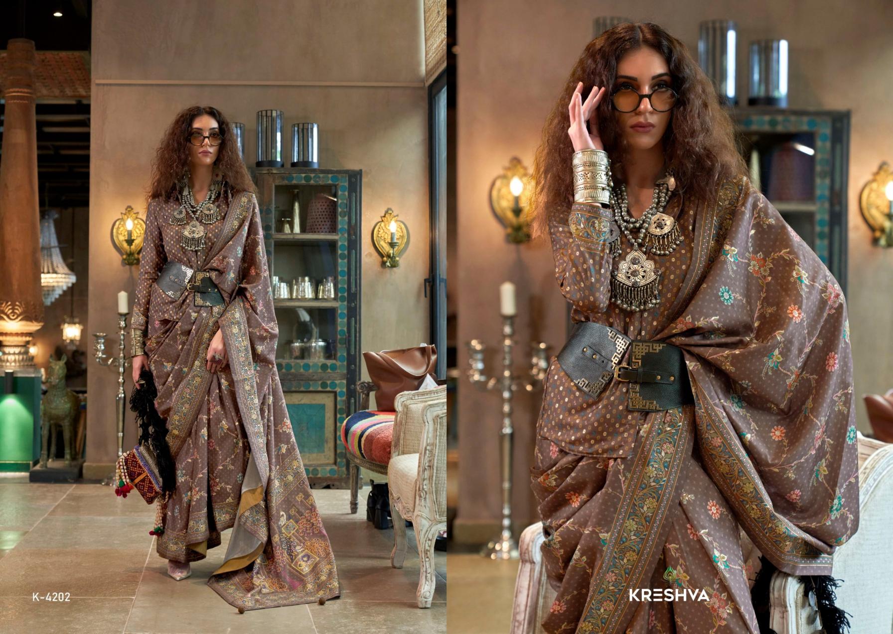 kreshva sensation silk 4197-4202 shop trendy sarees online at affordable prices