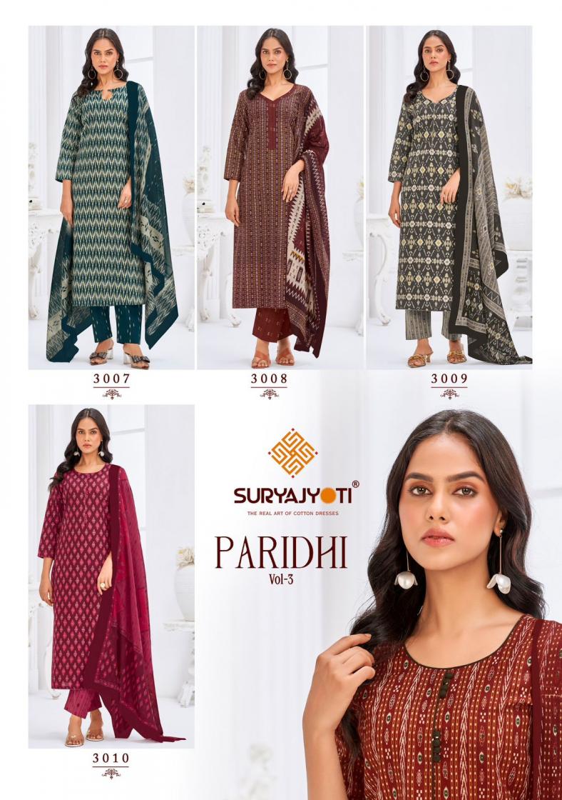 paridhi vol 3 by suryajyoti cotton print readymade plus size suit for womens 