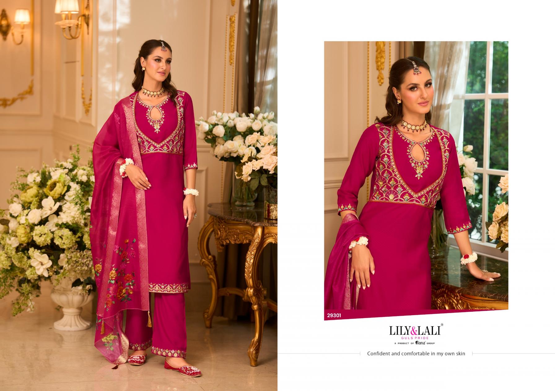 phulkari by lily & lali viscose silk shop glamorous styles full stitch 3pcs dress