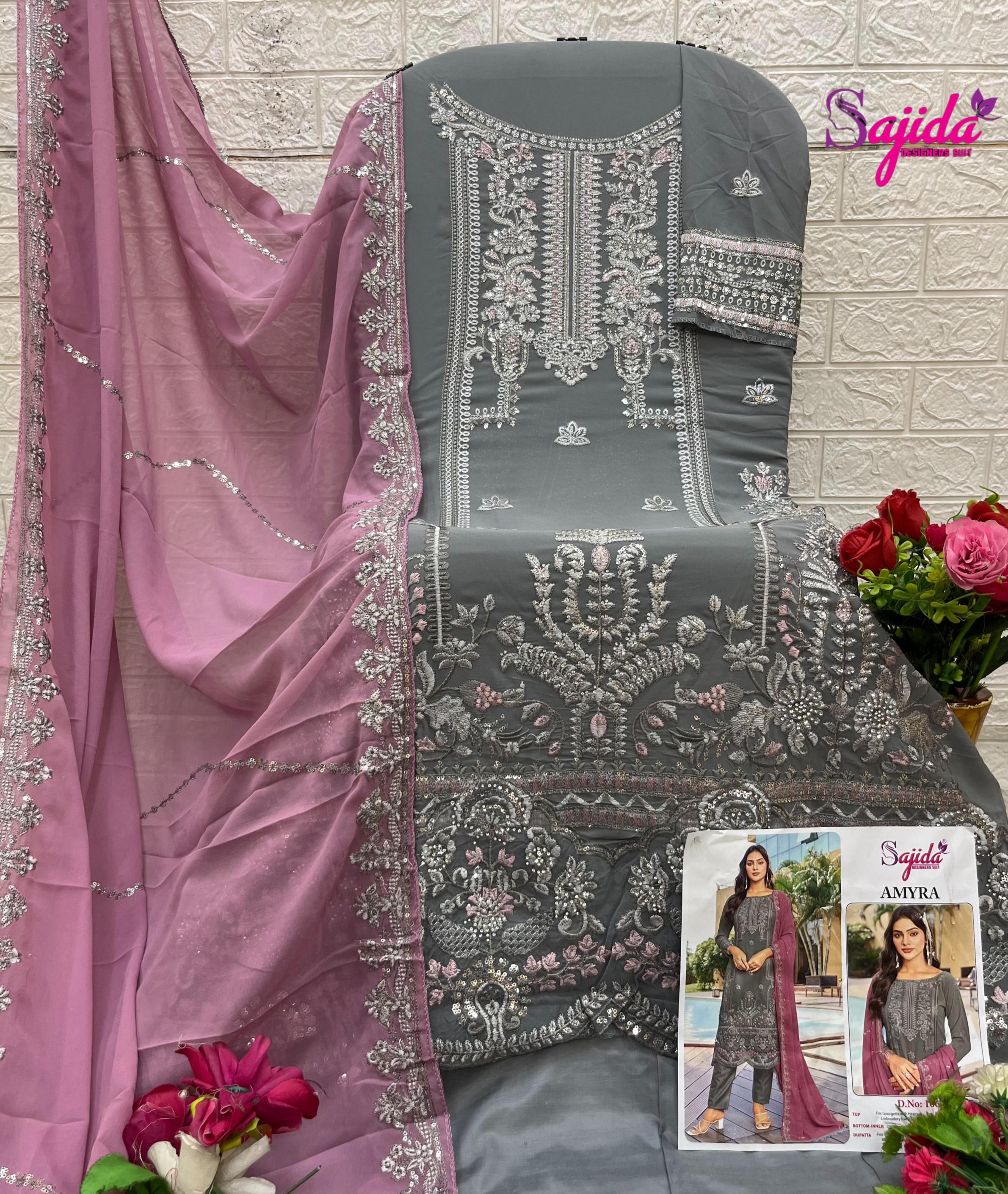 sajida designer amyra vol 1 fox georgette pakistani suits online shopping 