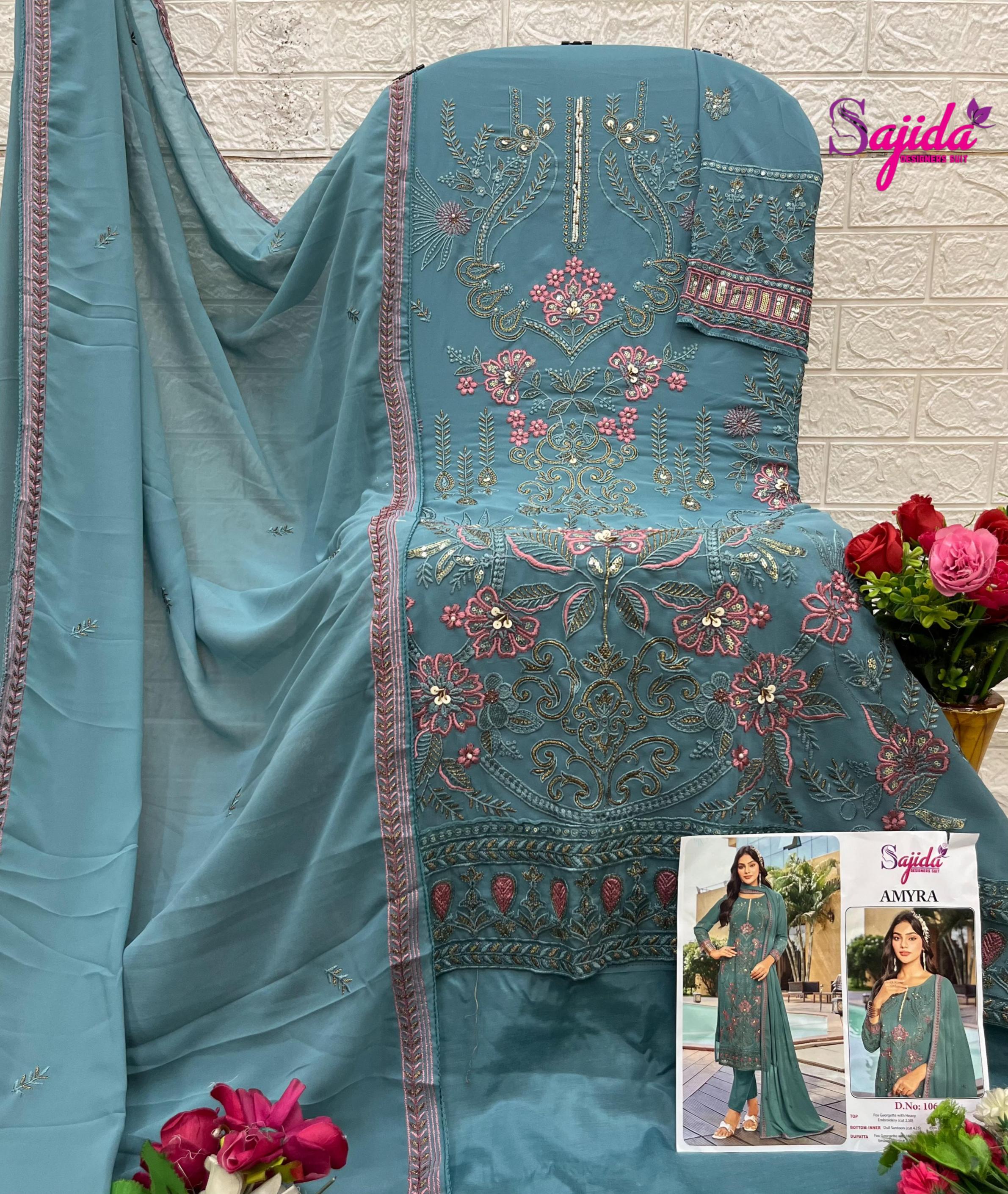 sajida designer amyra vol 1 fox georgette pakistani suits online shopping 