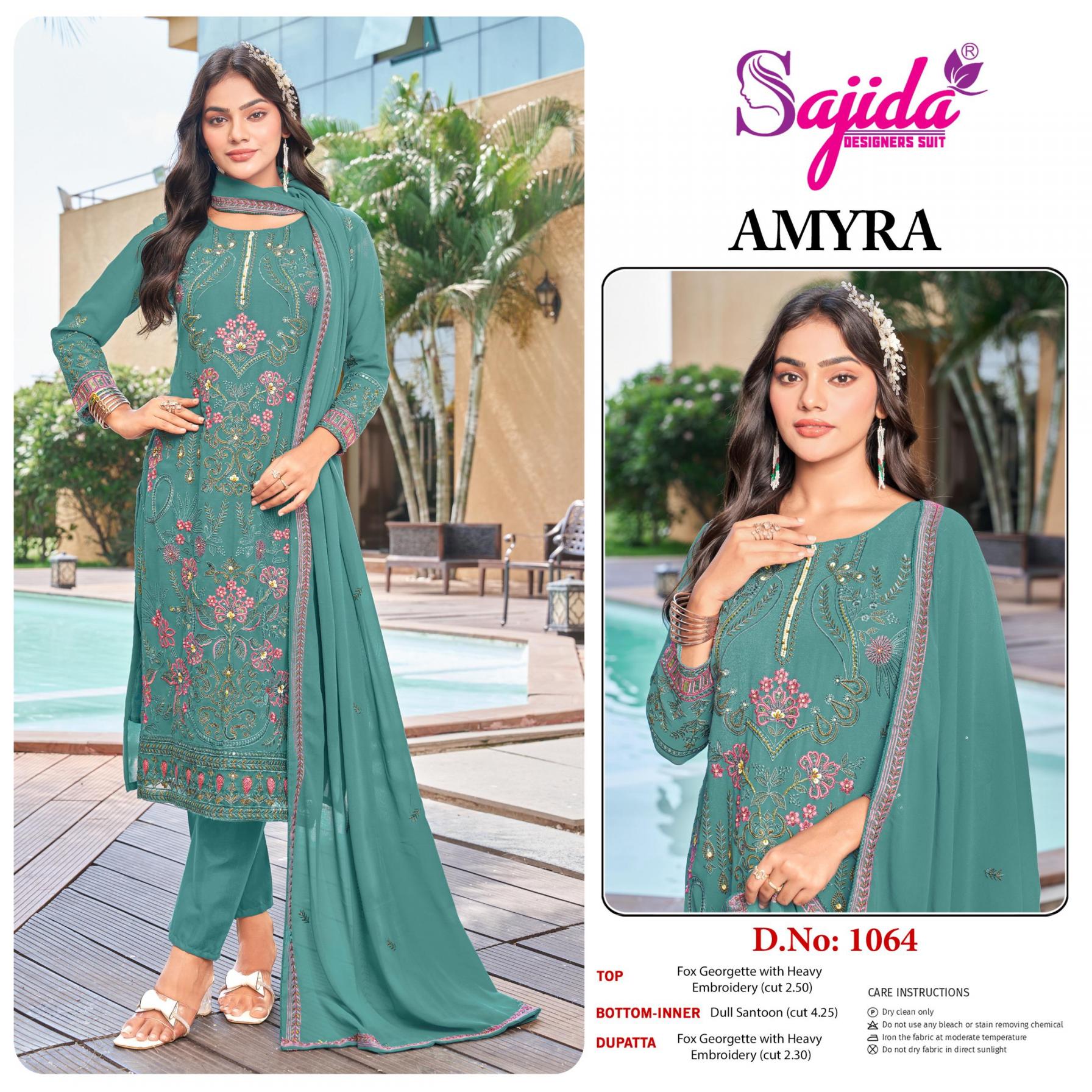 sajida designer amyra vol 1 fox georgette pakistani suits online shopping 
