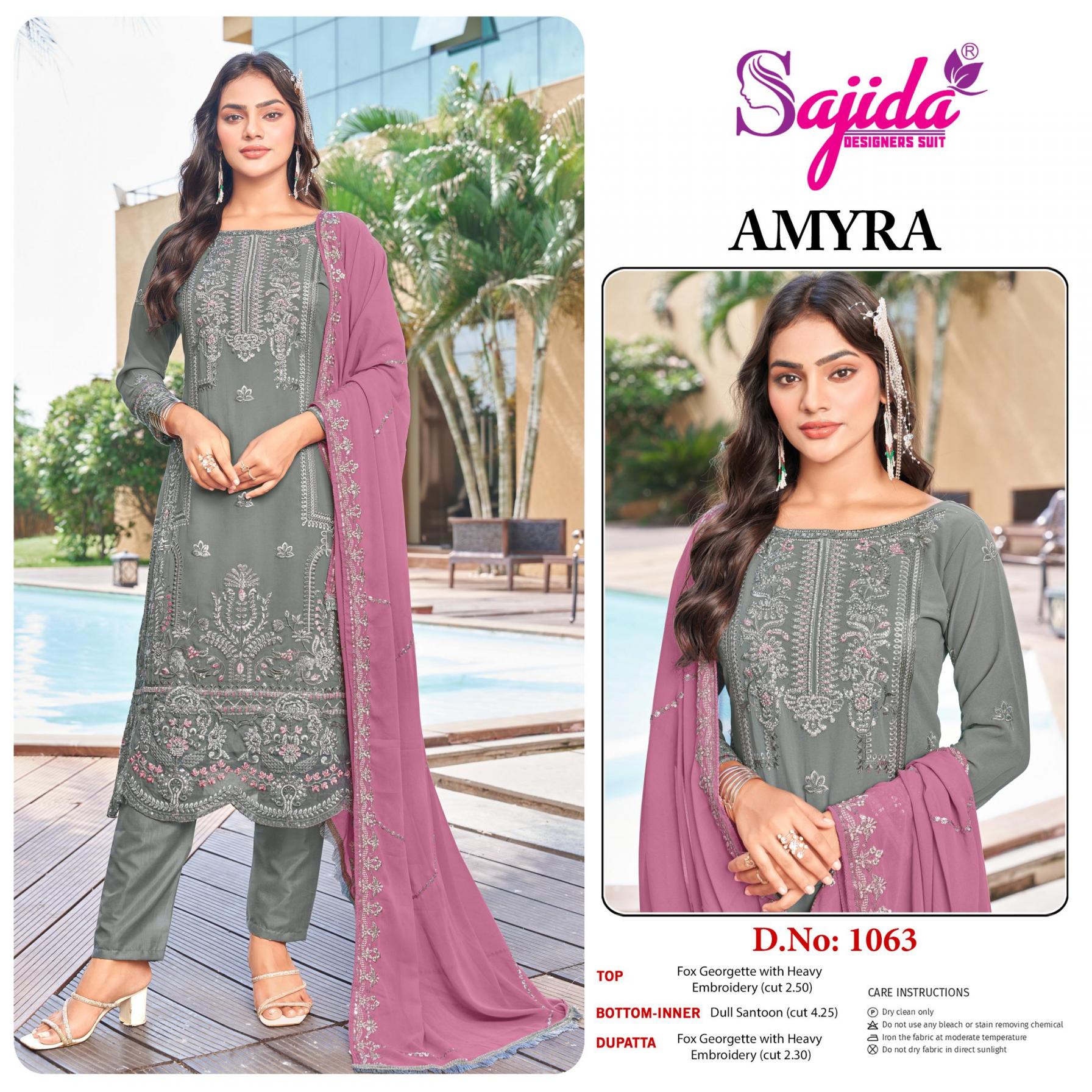 sajida designer amyra vol 1 fox georgette pakistani suits online shopping 