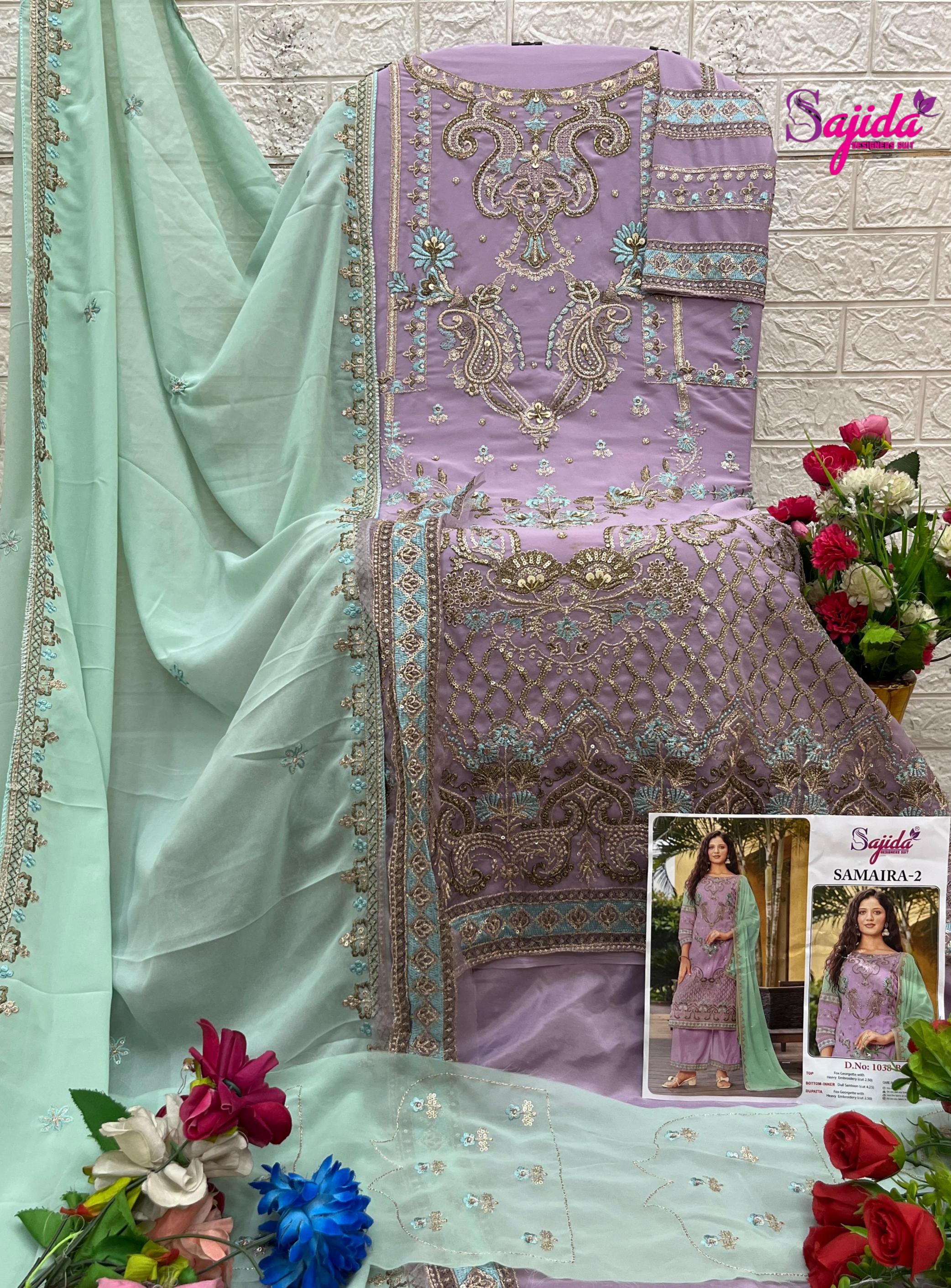 samaira vol 2 by sajida designer 1038 readymade georgette big size pakistani suits 