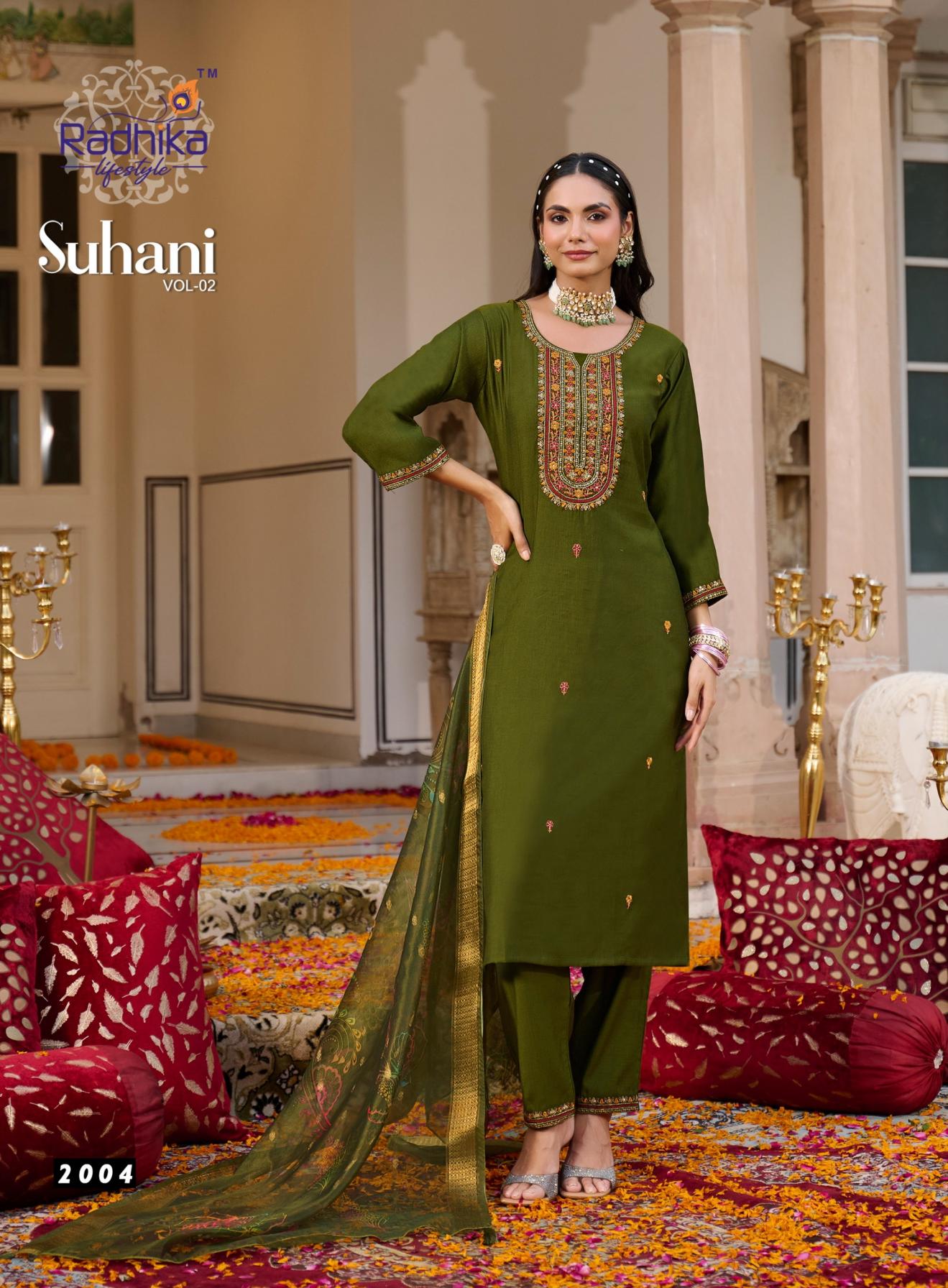 suhani vol 2 by radhika lifestyle amazing vertican silk full stitch plus size suit for womens 