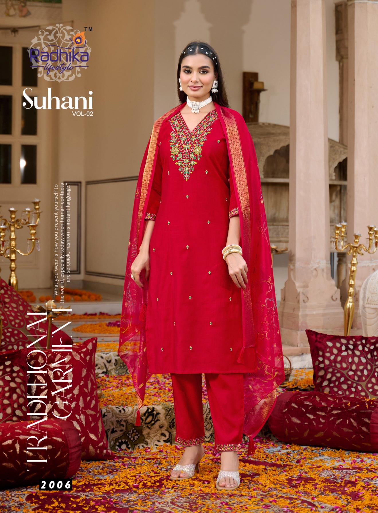 suhani vol 2 by radhika lifestyle amazing vertican silk full stitch plus size suit for womens 