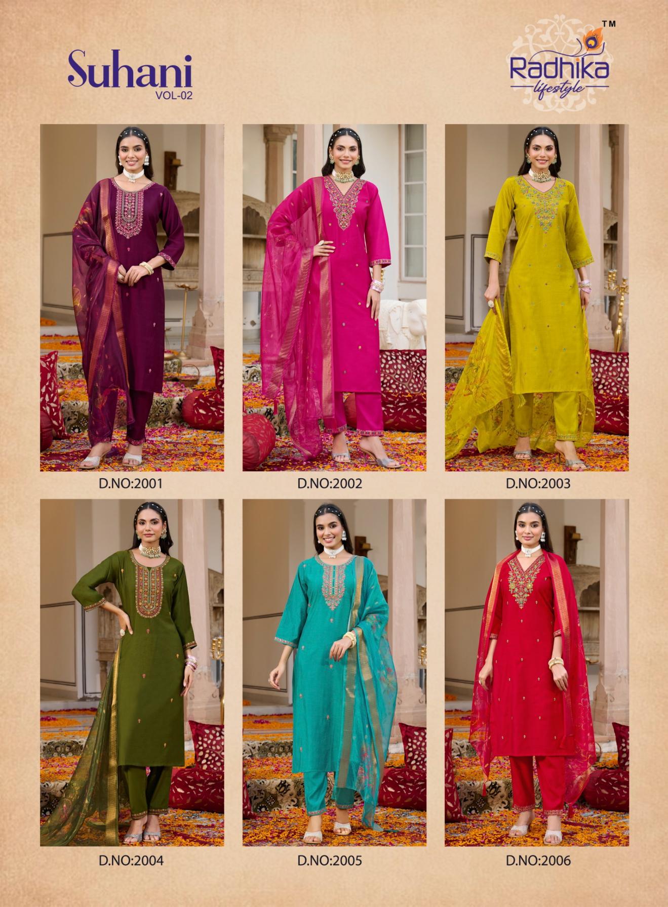 suhani vol 2 by radhika lifestyle amazing vertican silk full stitch plus size suit for womens 