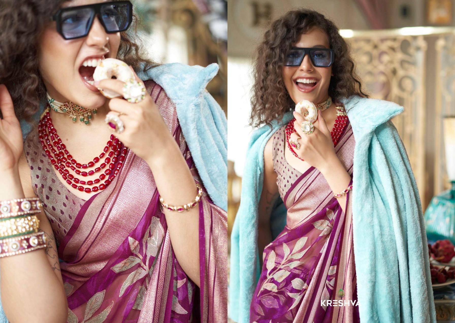 the moments by kreshva georgette shop trendy saree online 
