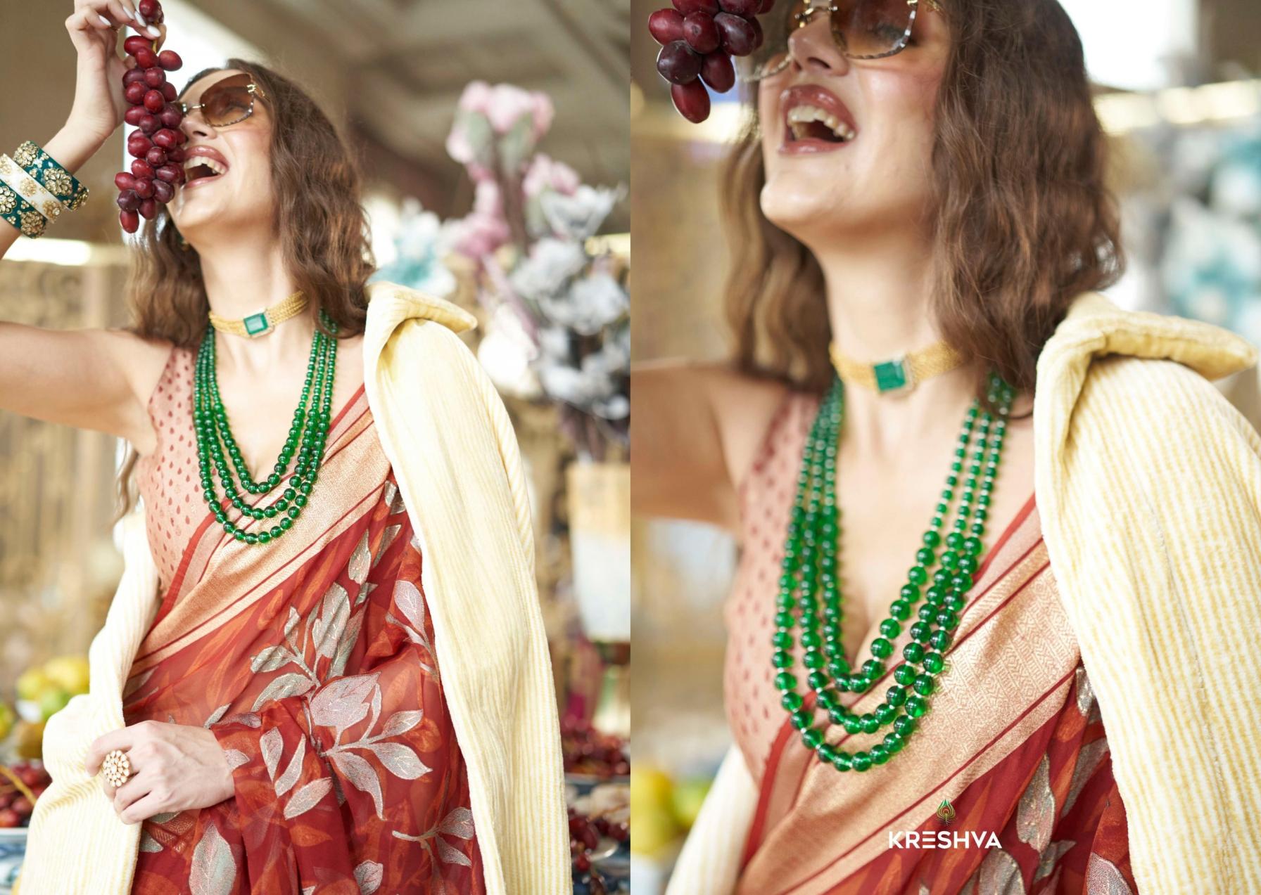 the moments by kreshva georgette shop trendy saree online 