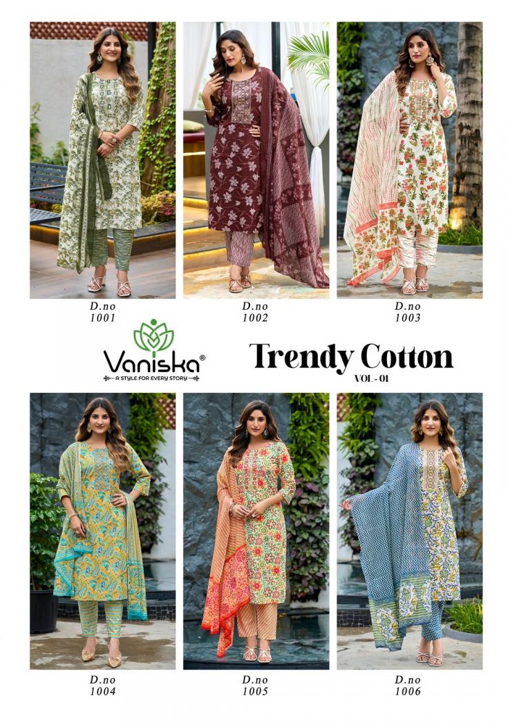 trendy cotton vol 1 by vaniska colourpix cotton readymade big size pretty suit for womens 