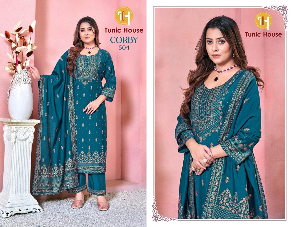 TUNIC HOUSE CORBY FOIL PRINT FANCY 3 PCS COMBO SET COLLECTION