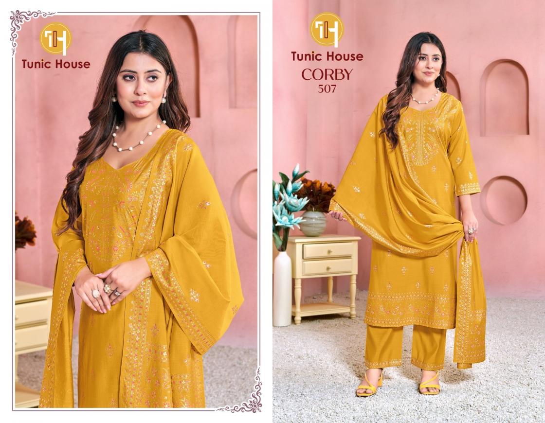 TUNIC HOUSE CORBY FOIL PRINT FANCY 3 PCS COMBO SET COLLECTION