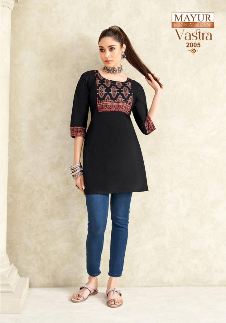 vastra vol 2 by mayur creation poplin cotton ajarakh print full stitch big size tops for girls 