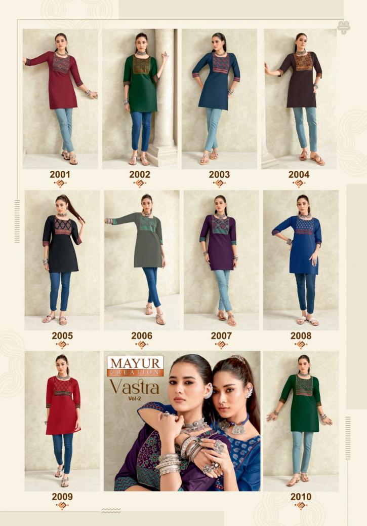vastra vol 2 by mayur creation poplin cotton ajarakh print full stitch big size tops for girls 