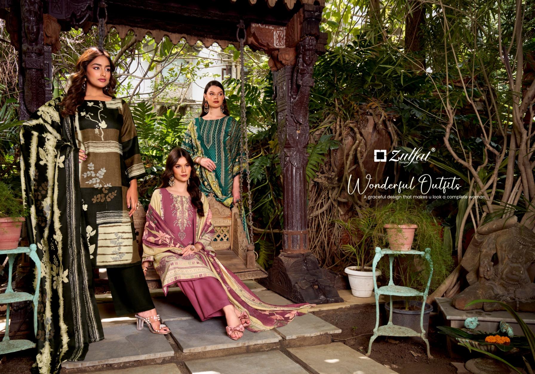 zulfat begum full stitch woollen pashmina winter big size suit for womens  