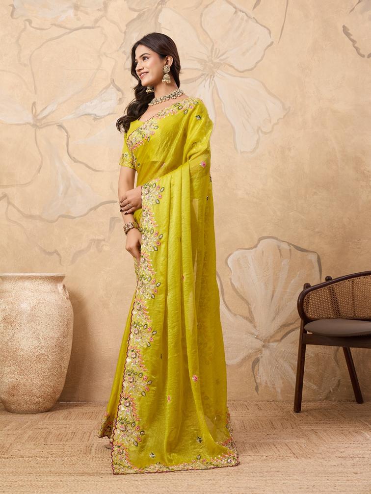 kaya frendy chiffon party wear shop glamorous styles sarees 