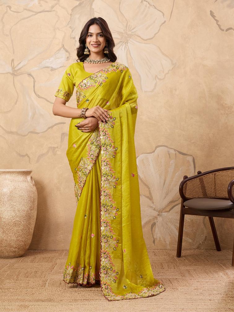 kaya frendy chiffon party wear shop glamorous styles sarees 