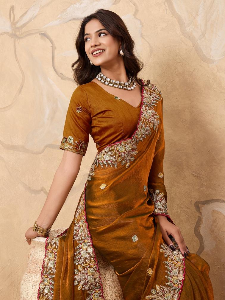 kaya frendy chiffon party wear shop glamorous styles sarees 