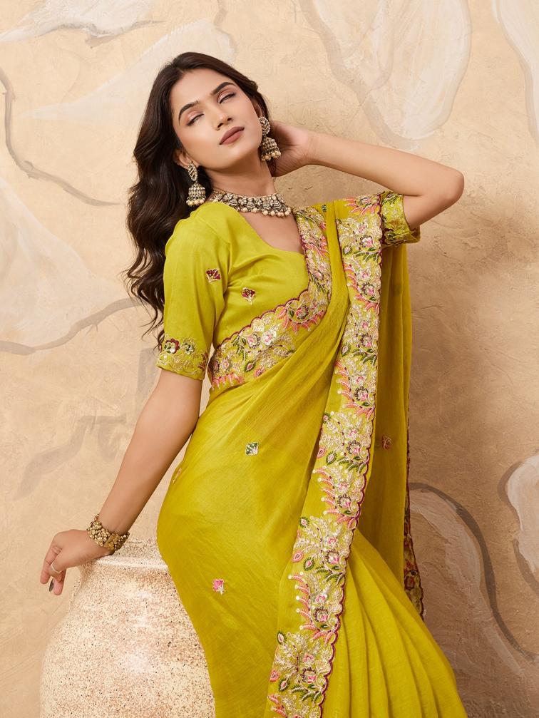 kaya frendy chiffon party wear shop glamorous styles sarees 