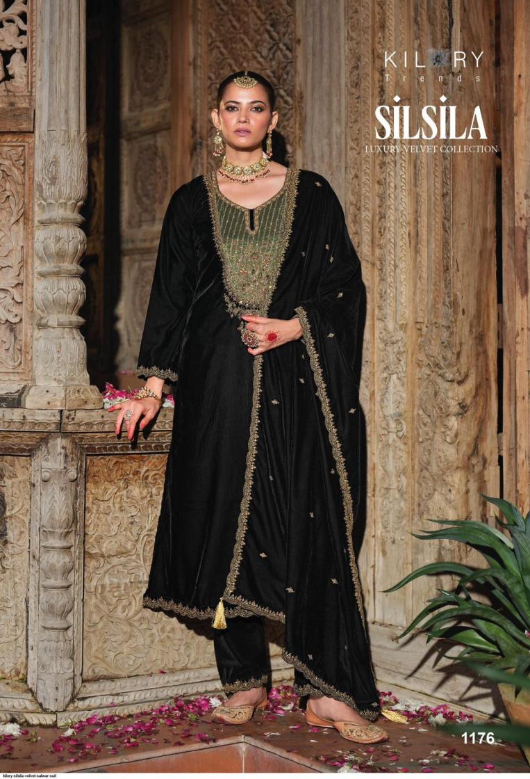 kilory trends silsila readymade corduroy velvet winter stylish big size 3pcs dress