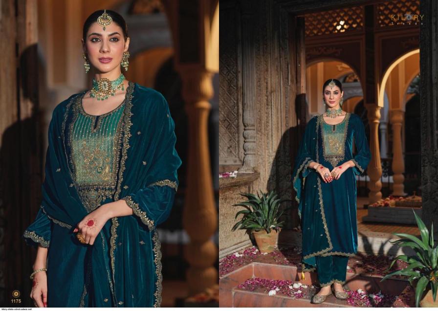 kilory trends silsila readymade corduroy velvet winter stylish big size 3pcs dress