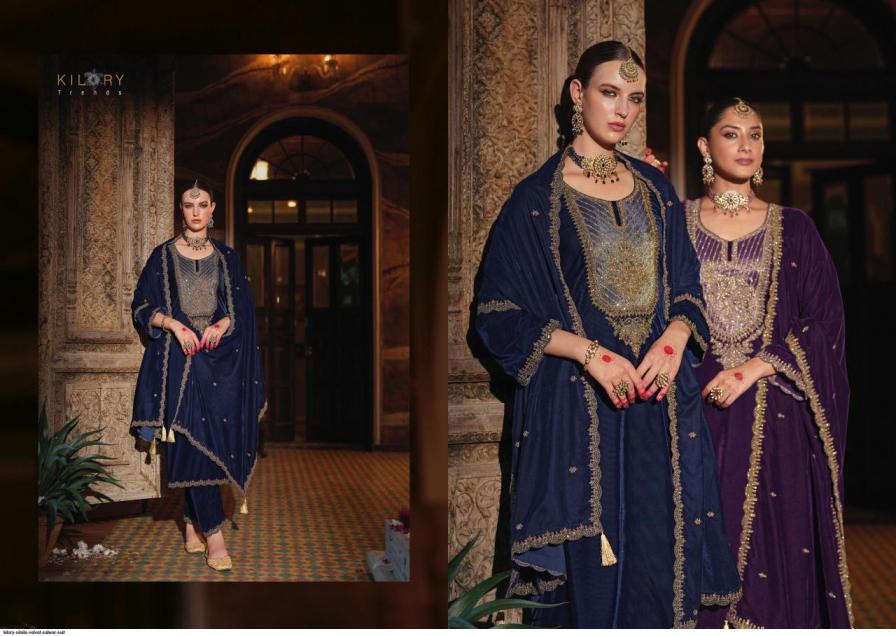 kilory trends silsila readymade corduroy velvet winter stylish big size 3pcs dress