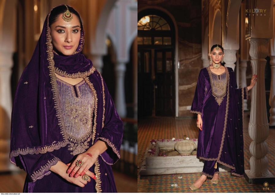 kilory trends silsila readymade corduroy velvet winter stylish big size 3pcs dress