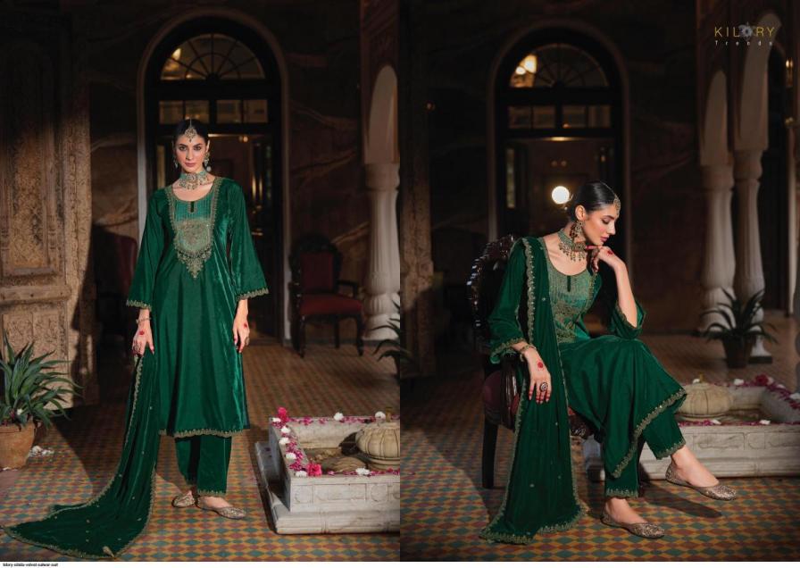 kilory trends silsila readymade corduroy velvet winter stylish big size 3pcs dress