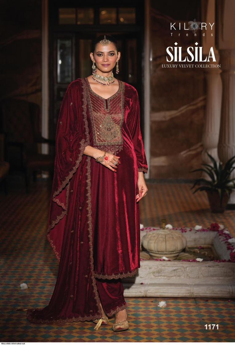 kilory trends silsila readymade corduroy velvet winter stylish big size 3pcs dress