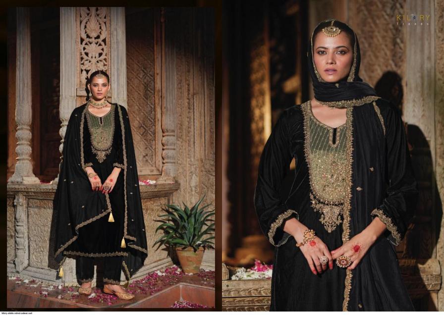 kilory trends silsila readymade corduroy velvet winter stylish big size 3pcs dress