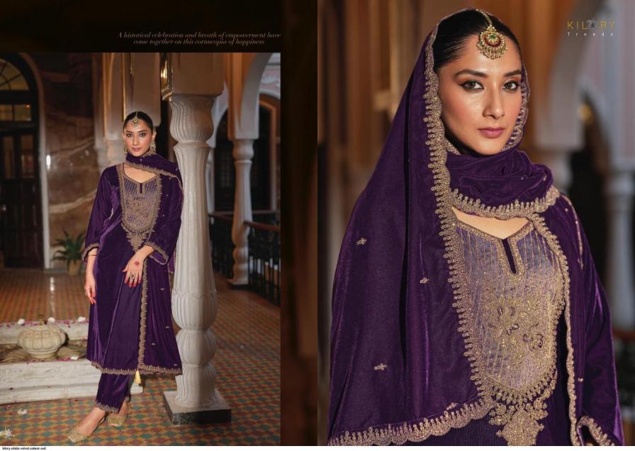 kilory trends silsila readymade corduroy velvet winter stylish big size 3pcs dress