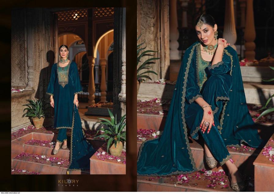 kilory trends silsila readymade corduroy velvet winter stylish big size 3pcs dress