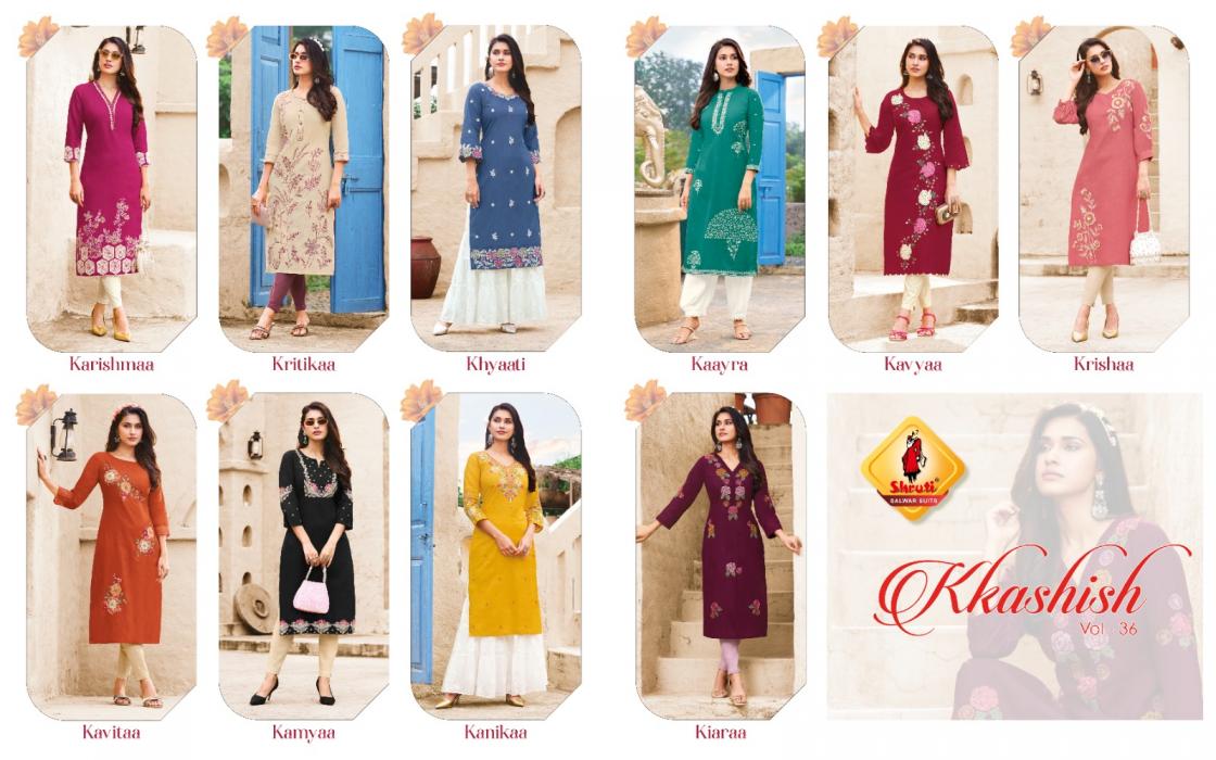 kkashish vol 36 by shruti suit linen fully stitch unique big size long kurti for girls 