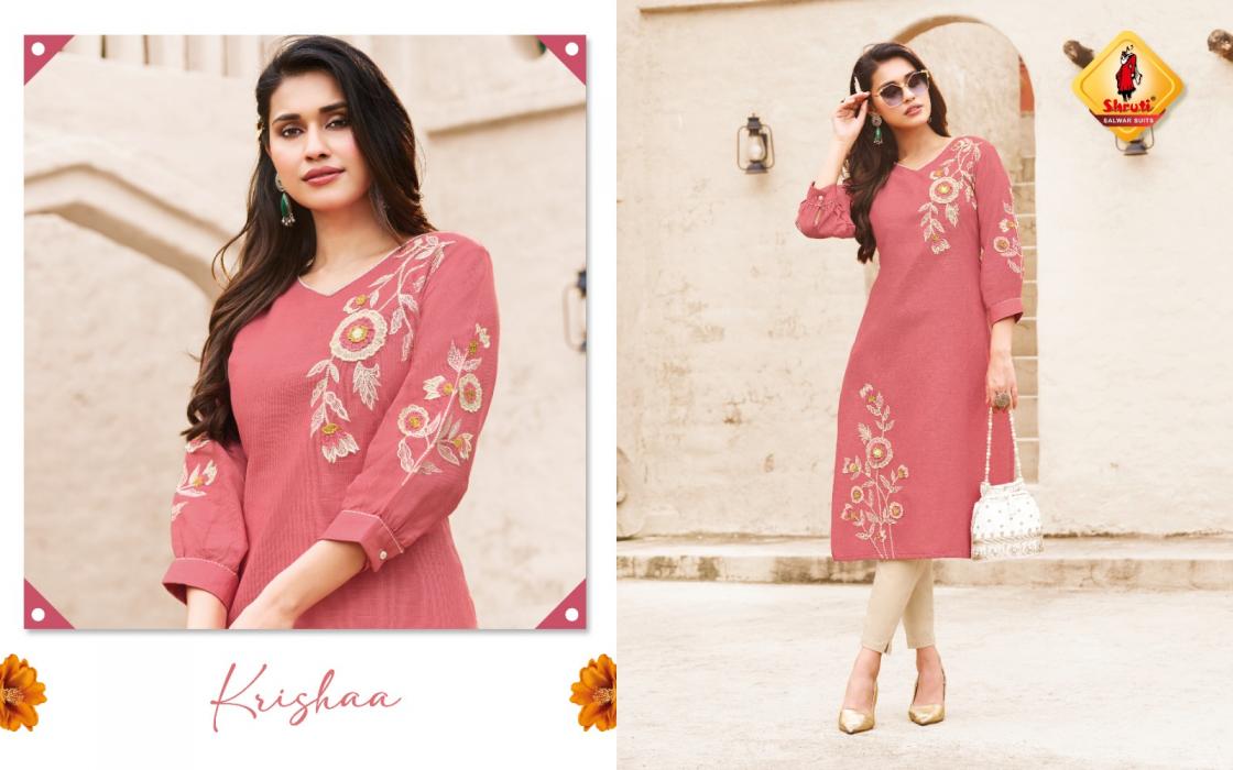 kkashish vol 36 by shruti suit linen fully stitch unique big size long kurti for girls 
