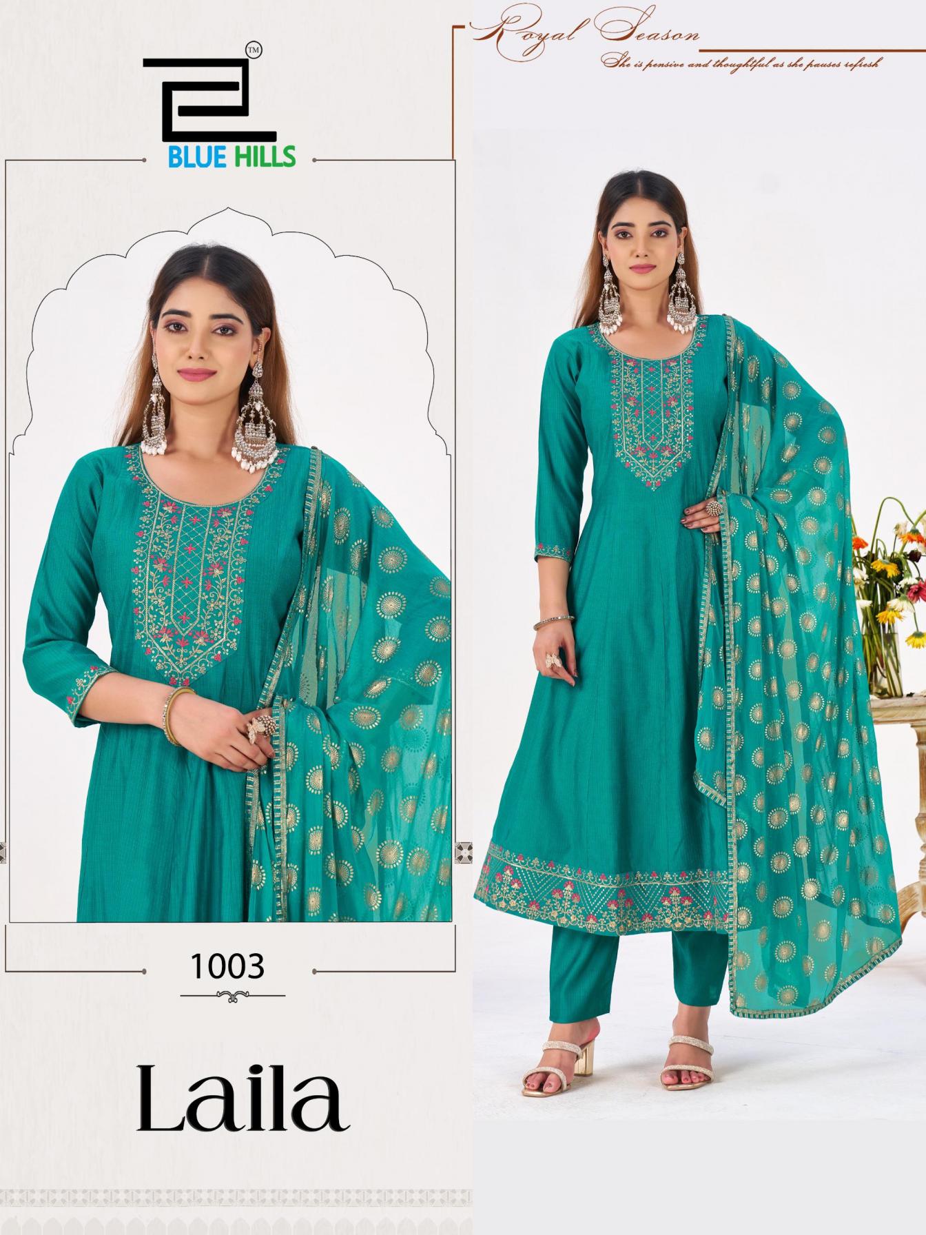 laila by blue hills berlin silk fully stitch big size modern suit for womens 