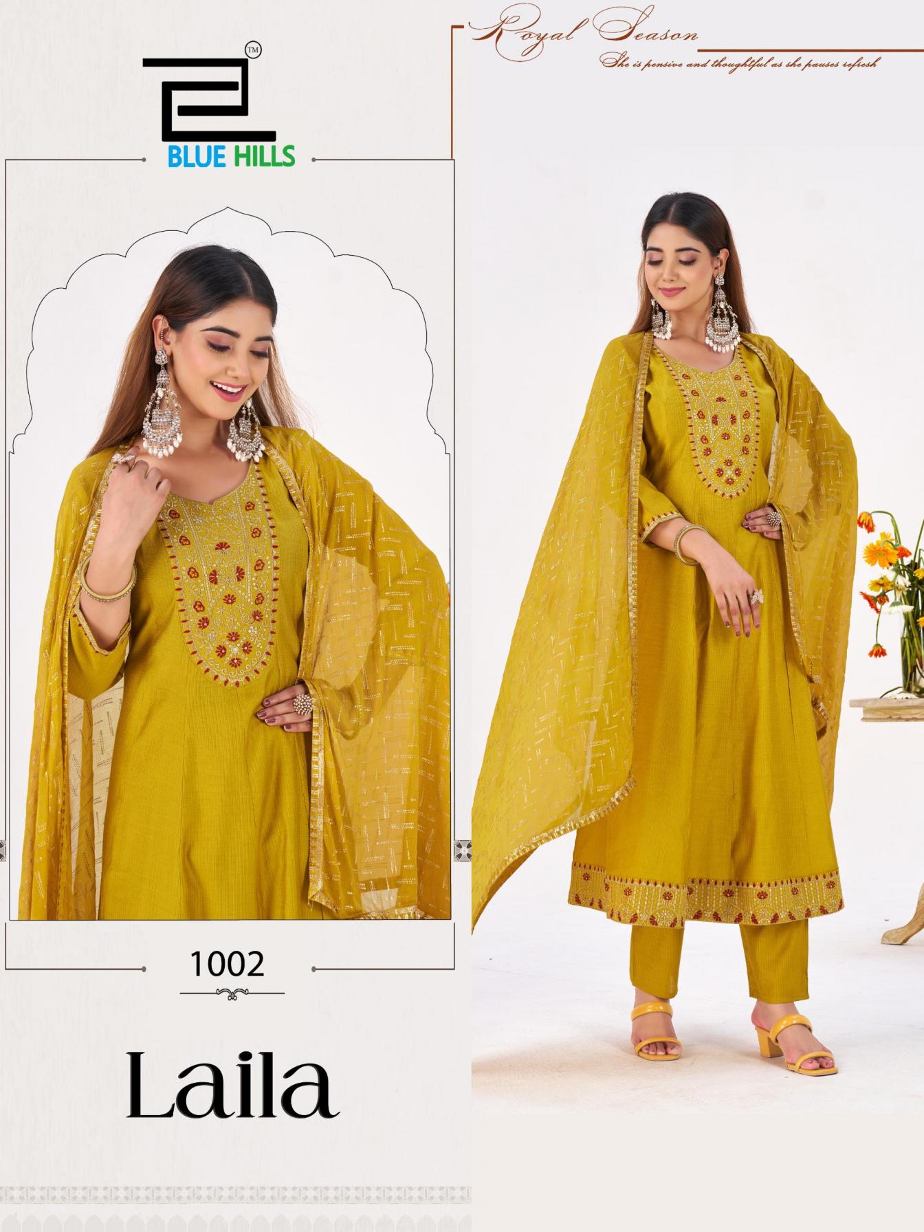 laila by blue hills berlin silk fully stitch big size modern suit for womens 
